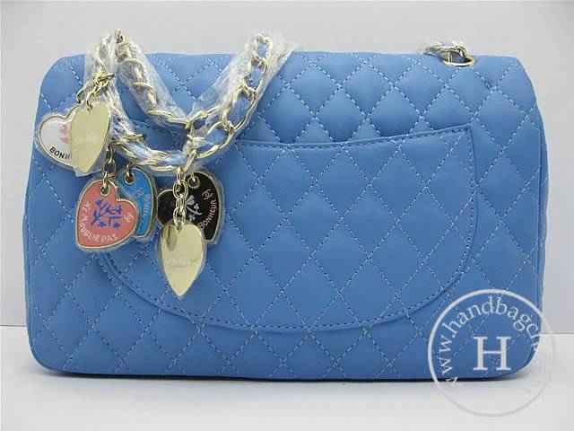 Chanel 46514 replica handbag Classic Blue lambskin leather with Gold hardware