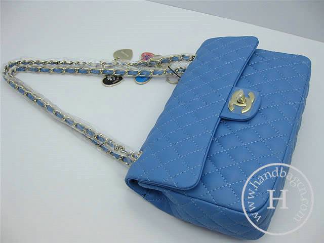 Chanel 46514 replica handbag Classic Blue lambskin leather with Gold hardware - Click Image to Close
