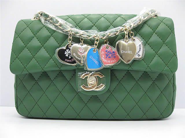 Chanel 46514 replica handbag Classic Green lambskin leather with Gold hardware Chanel 46514 replica handbag Classic Green lambskin leather with Gold hardware
