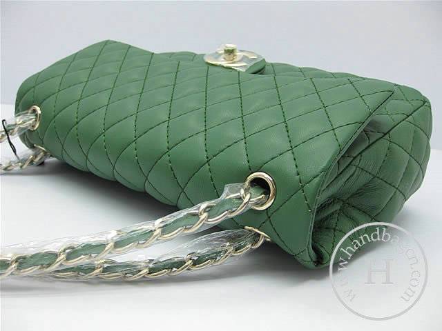 Chanel 46514 replica handbag Classic Green lambskin leather with Gold hardware - Click Image to Close