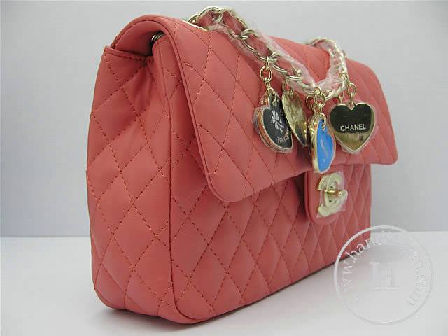 Chanel 46514 replica handbag Classic Pink lambskin leather with Gold hardware