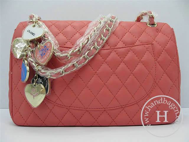 Chanel 46514 replica handbag Classic Pink lambskin leather with Gold hardware - Click Image to Close