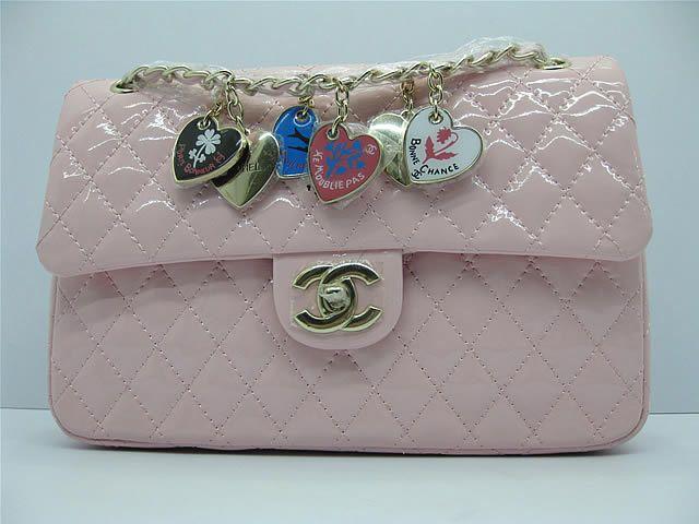 Chanel 46514 replica handbag Classic Pink patent leather with Gold hardware Chanel 46514 replica handbag Classic Pink patent leather with Gold hardware