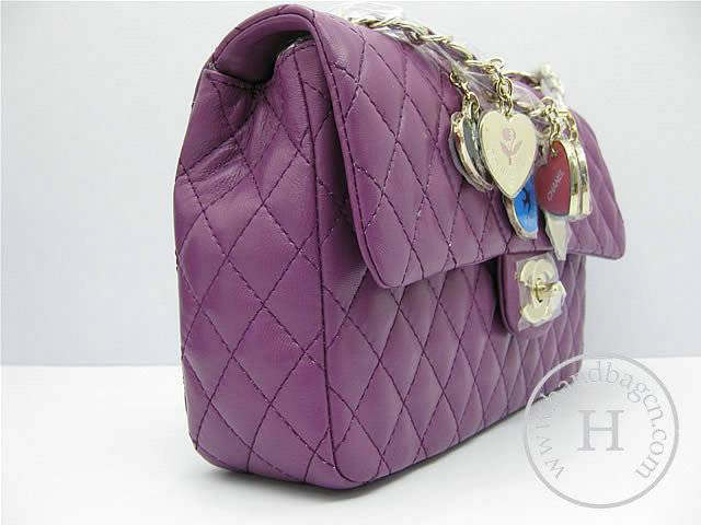 Chanel 46514 replica handbag Classic Purple lambskin leather with Gold hardware