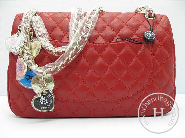Chanel 46514 replica handbag Classic Red lambskin leather with Gold hardware