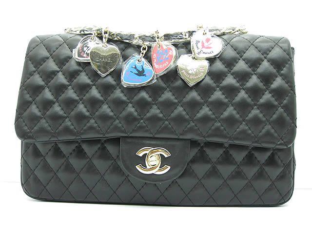 Chanel 46515 replica handbag Classic Black lambskin leather with Gold hardware