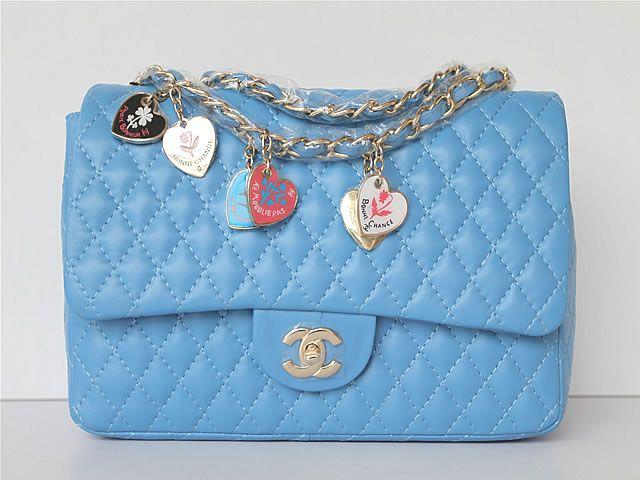 Chanel 46515 replica handbag Classic Blue lambskin leather with Gold hardware - Click Image to Close
