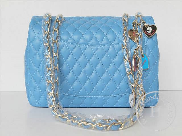 Chanel 46515 replica handbag Classic Blue lambskin leather with Gold hardware