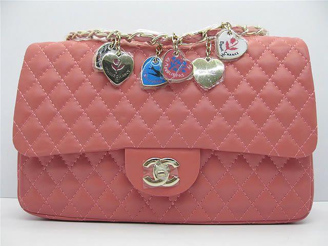Chanel 46515 replica handbag Classic Pink lambskin leather with Gold hardware - Click Image to Close