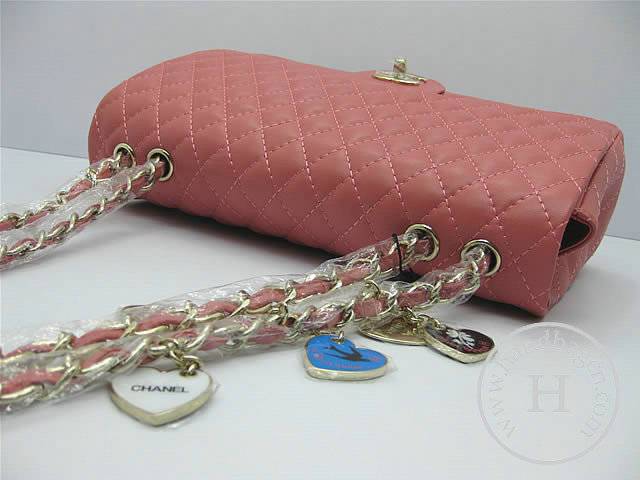 Chanel 46515 replica handbag Classic Pink lambskin leather with Gold hardware