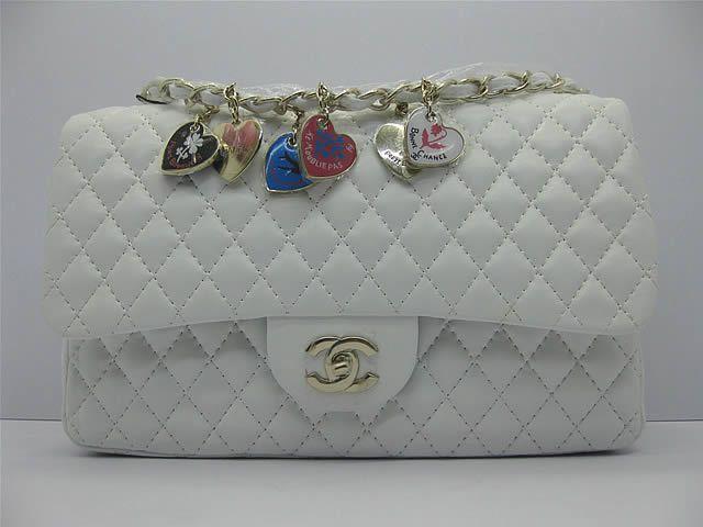 Chanel 46515 replica handbag Classic White lambskin leather with Gold hardware - Click Image to Close