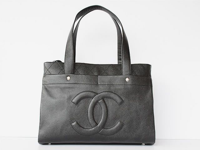 Chanel 46570 replica handbag Classic black cowhide leather with Silver hardware