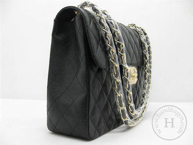 Chanel 46585 replica handbag Classic black cowhide leather with Gold hardware - Click Image to Close