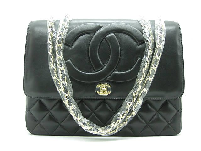 Chanel 46586 replica handbag Classic black lambskin leather with Gold hardware - Click Image to Close