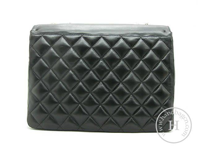 Chanel 46586 replica handbag Classic black lambskin leather with Gold hardware