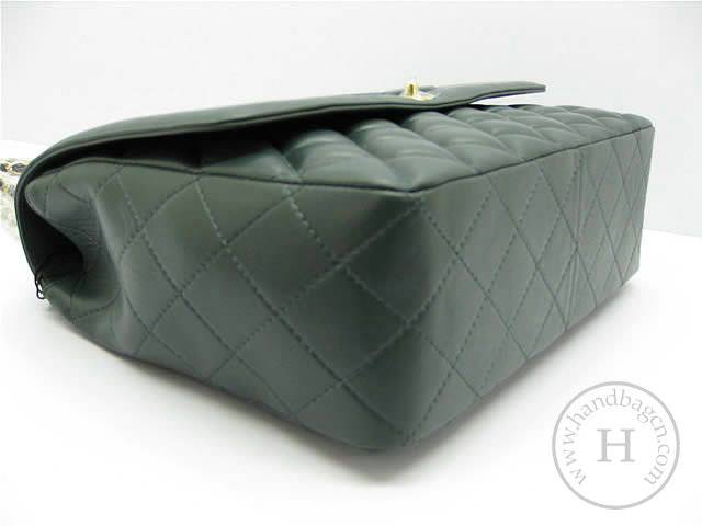 Chanel 46586 replica handbag Classic dark green lambskin leather with Gold hardware