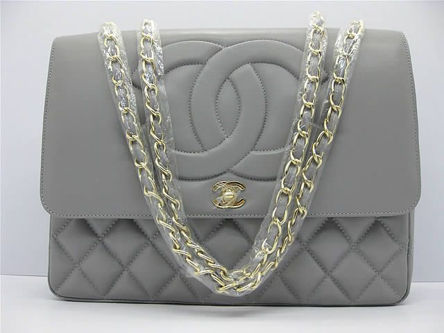 Chanel 46586 replica handbag Classic grey lambskin leather with Gold hardware - Click Image to Close