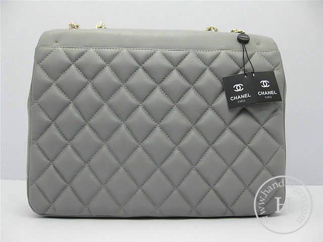 Chanel 46586 replica handbag Classic grey lambskin leather with Gold hardware