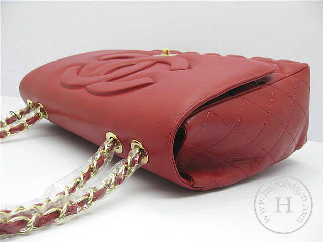 Chanel 46586 replica handbag Classic red lambskin leather with Gold hardware
