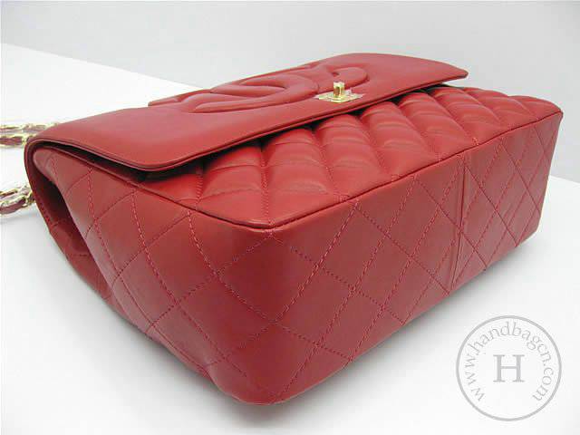 Chanel 46586 replica handbag Classic red lambskin leather with Gold hardware - Click Image to Close