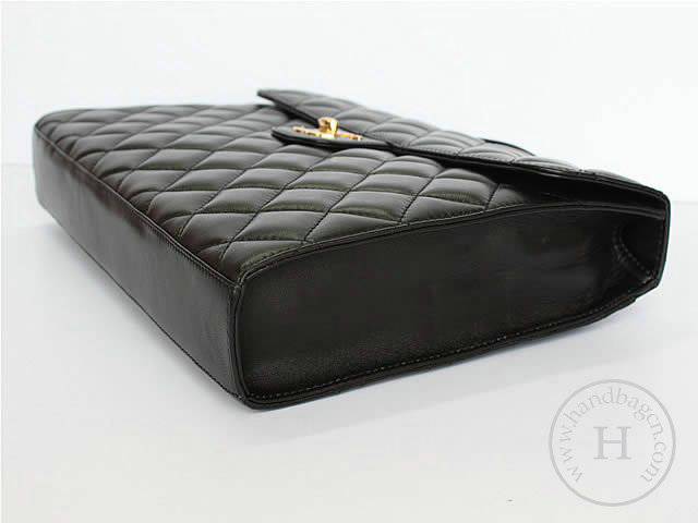 Chanel 46870 replica handbag Classic black lambskin leather with Gold hardware