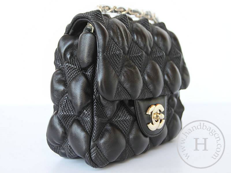 Chanel 46889 Replica Handbag Black Lambskin Leather With Gold Hardware