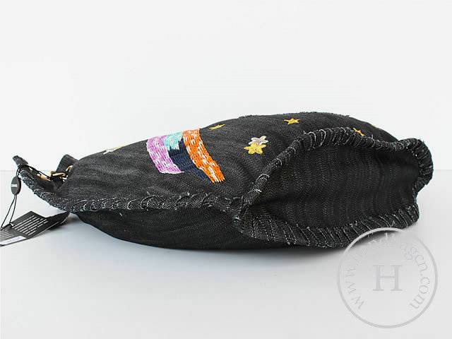 Chanel 46890 black Replica Denim Shoulder Handbag