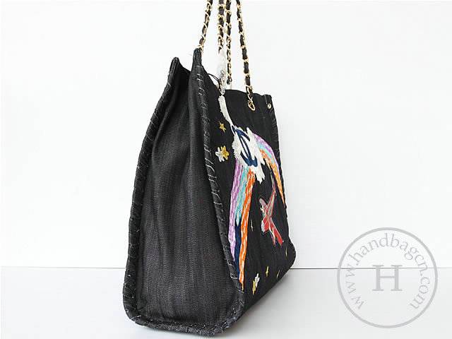 Chanel 46891 Replica Black Denim Shoulder Handbag