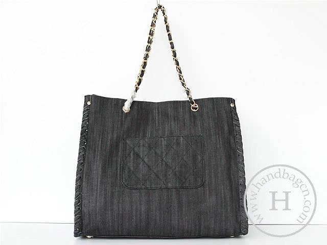 Chanel 46891 Replica Black Denim Shoulder Handbag - Click Image to Close