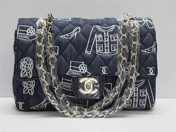 Chanel 46892 Replica Blue Denim Shoulder Handbag