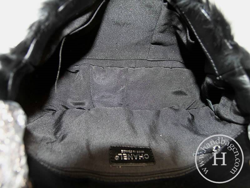 Chanel 46980 Replica Handbag Black Rabbit Hair With Silver Hardware - Click Image to Close