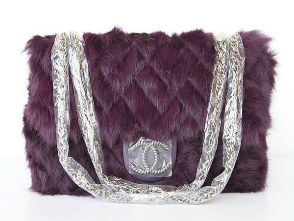 Chanel 46980 Replica Handbag Purple Rabbit Hair With Silver Hardware Chanel 46980 Replica Handbag Purple Rabbit Hair With Silver Hardware