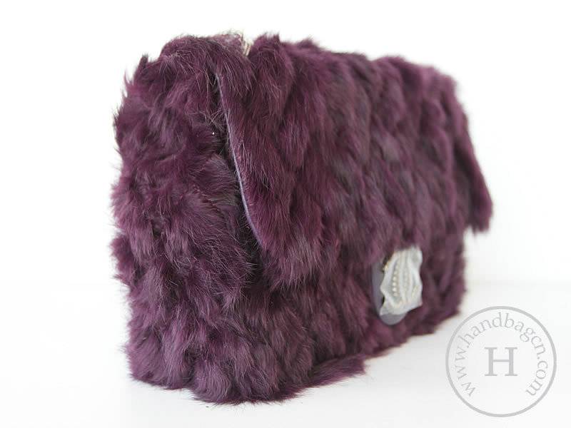 Chanel 46980 Replica Handbag Purple Rabbit Hair With Silver Hardware - Click Image to Close