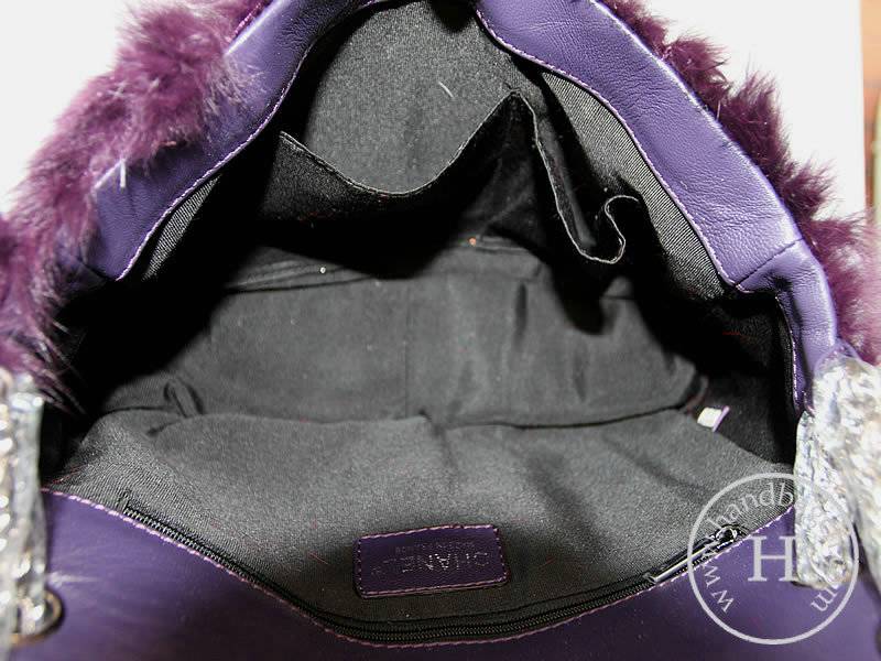 Chanel 46980 Replica Handbag Purple Rabbit Hair With Silver Hardware