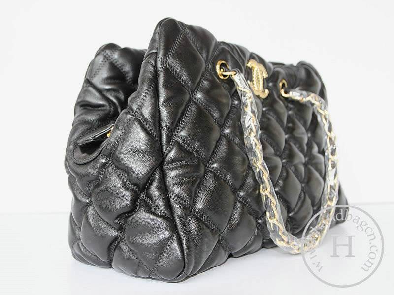 Chanel 46983 Replica Handbag Black Lambskin Leather With Gold Hardware