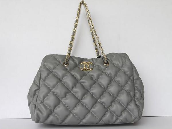 Chanel 46983 Replica Handbag Grey Lambskin Leather With Gold Hardware - Click Image to Close
