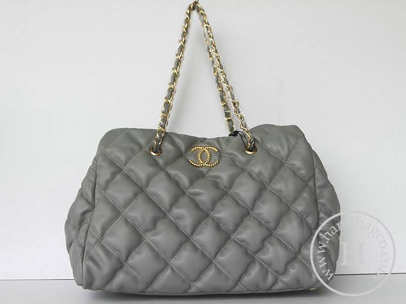 Chanel 46983 Replica Handbag Grey Lambskin Leather With Gold Hardware