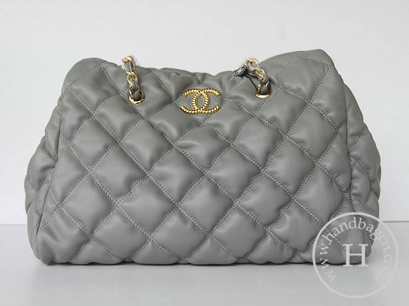 Chanel 46983 Replica Handbag Grey Lambskin Leather With Gold Hardware - Click Image to Close