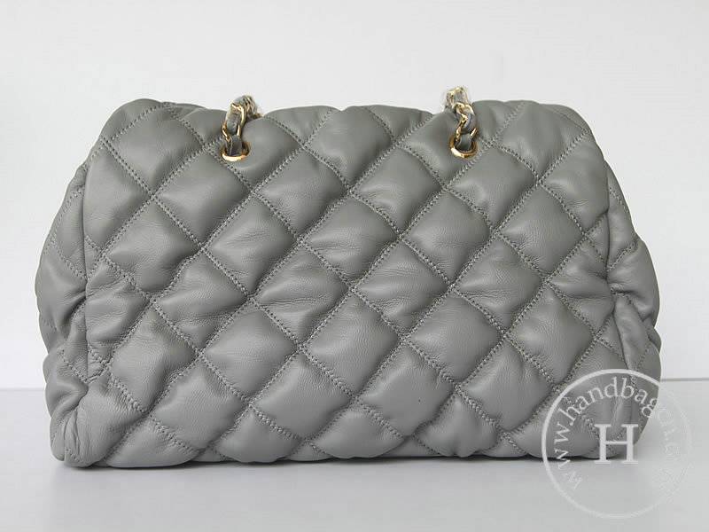 Chanel 46983 Replica Handbag Grey Lambskin Leather With Gold Hardware