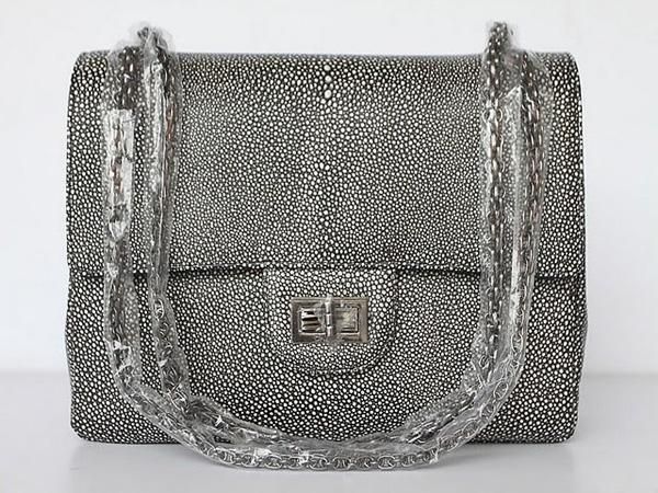 Chanel 47236 Replica Handbag Black Lambskin Leather With Silver Hardware