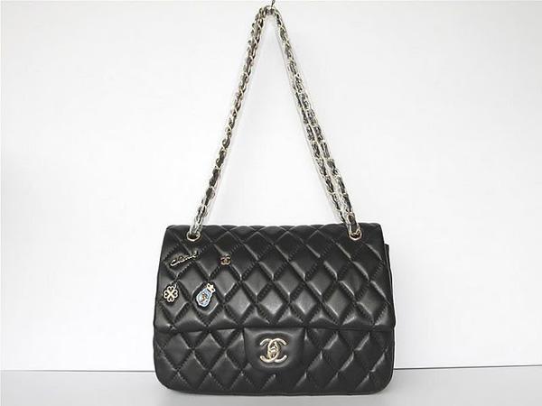 Chanel 47274 Replica Handbag Black Lambskin Leather With Gold Hardware - Click Image to Close