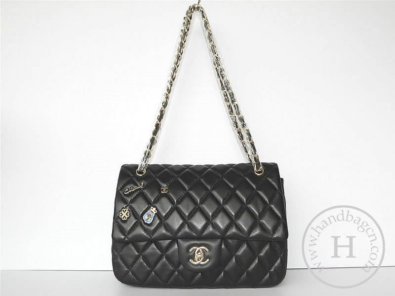 Chanel 47274 Replica Handbag Black Lambskin Leather With Gold Hardware