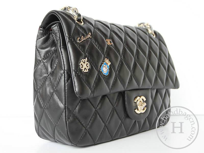 Chanel 47274 Replica Handbag Black Lambskin Leather With Gold Hardware