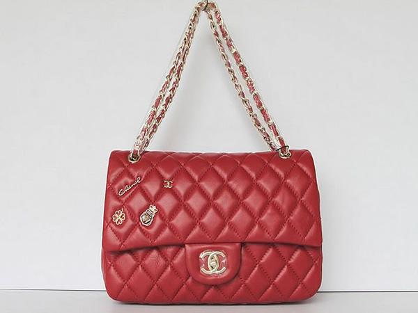 Chanel 47274 Replica Handbag Red Lambskin Leather With Gold Hardware