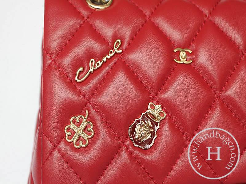 Chanel 47274 Replica Handbag Red Lambskin Leather With Gold Hardware - Click Image to Close