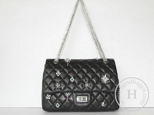 Chanel 47322 Replica Handbag Black Lambskin Leather With Silver Hardware