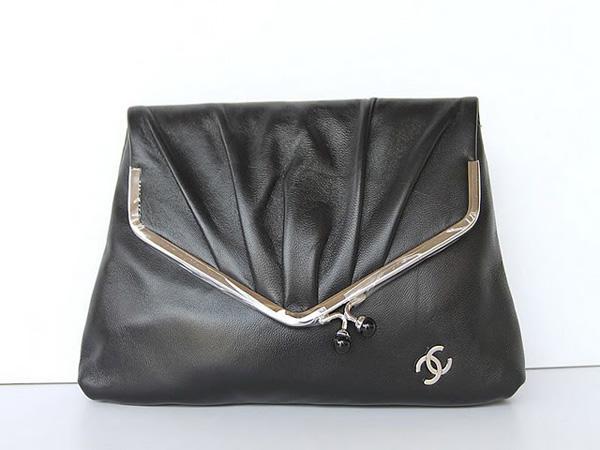 Chanel 47563 Replica Handbag Black Lambskin Leather With Silver Hardware