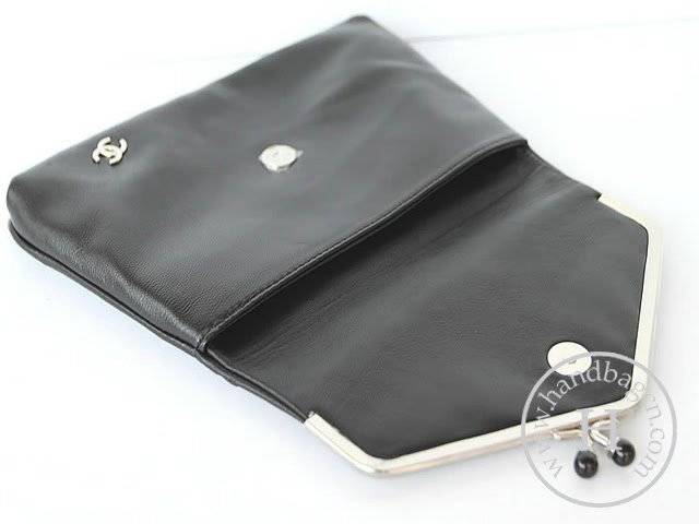 Chanel 47563 Replica Handbag Black Lambskin Leather With Silver Hardware