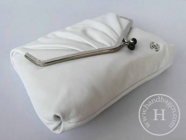 Chanel 47563 Replica Handbag White Lambskin Leather With Silver Hardware