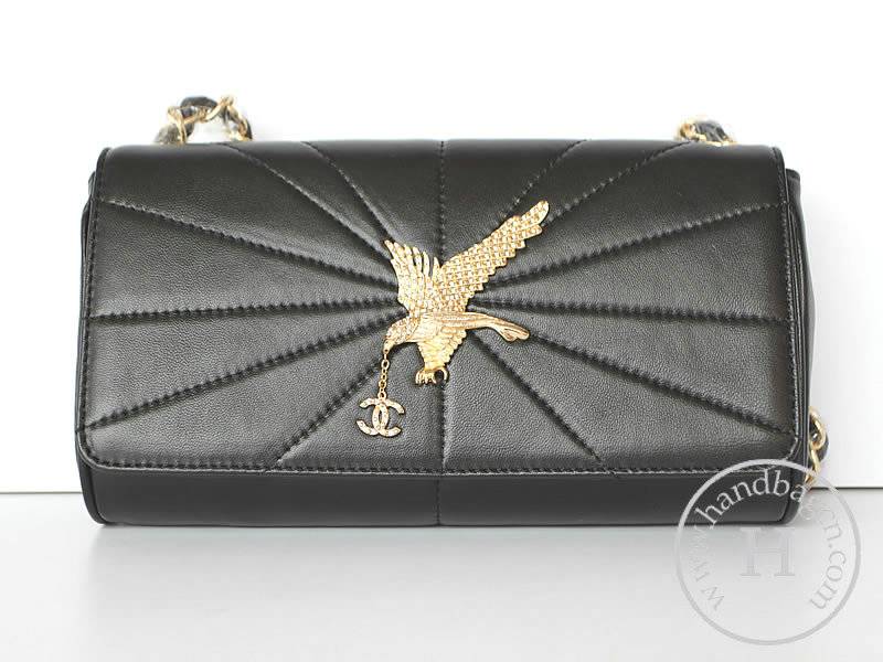 Chanel 47588 Replica Handbag Black Lambskin Leather With Gold Hardware